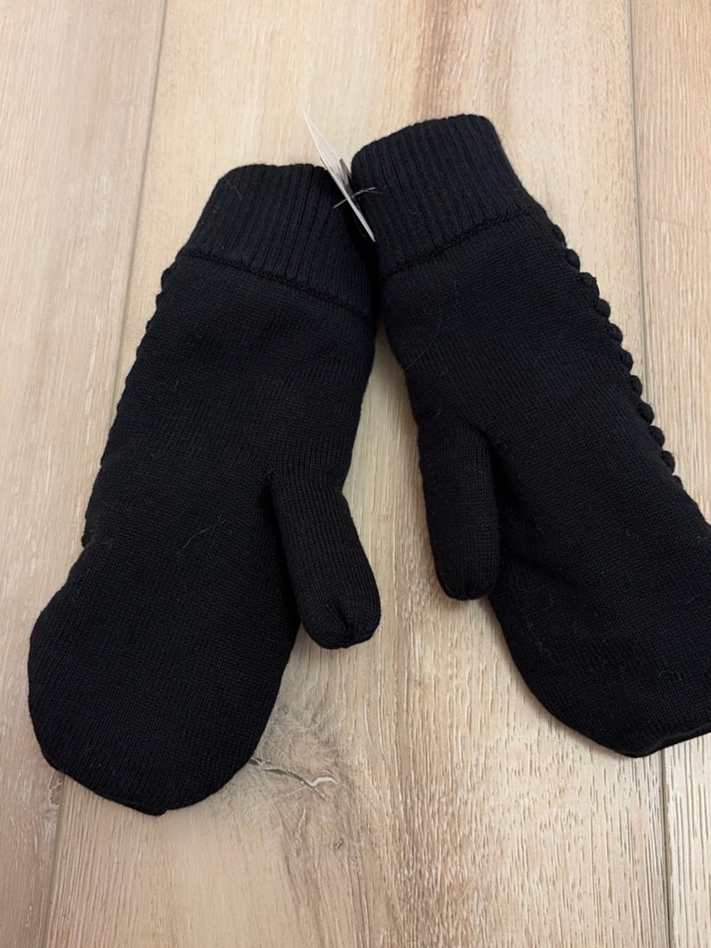 Black Knit Mittens - Classic Winter Gloves